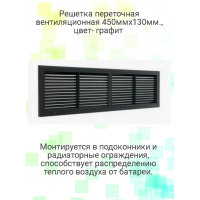 Решетка 4513 ВР, графит, вентиляционная с рамкой, разъемная, 450х130, АВS- пластик 